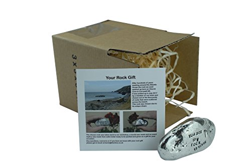 17th Anniversary You Are My Rock Gift Idea - Solid Metal Heavy Polished Rock Gift for 17 Year Anniversary