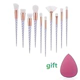 AccMart Makeup Brush Set,10 PCS Make up brushes - Unicorn Design Cosmetic Brushes for Foundation Eyebrow Eyeliner Blush Cosmetic Concealer Eyeshadow with Makeup Sponge