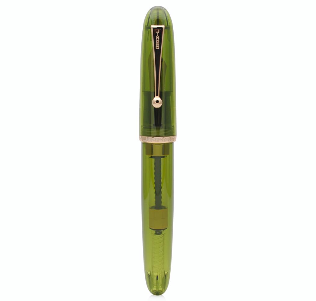 JINHAO DADAO 9019 Fountain Pen Acrylic Ink Pen with Ink Converter (Medium Nib, Transparent Olive Green)