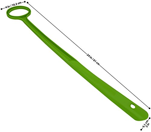 FootMatters Extra Long Handle Durable Easy-grip Shoe Horn - Lime Green - 24 in - 1 unit