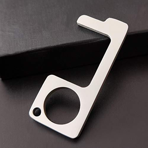 PHYLES Ouvre-porte sans contact de sécurité, en laiton et nickelé, outil à main sans contact, facile à transporter, outil pour poignée de porte publique en plein air avec écran tactile - 2 pièces