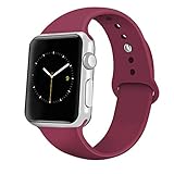 iGK Sport Band Compatible with Apple Watch 38mm/40mm, Soft Silicone Sport Strap Replacement Bands for iWatch Apple Watch Series 4 Series 3, Series 2, Series 1 38mm/40mm Wine Red Small