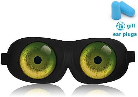Unique 3D Sleep Mask With Sci-Fi Angel Eye Labeling, Adjustable Strap Ultra lightweight &amp; Comfortable Sleeping eyeshades for Travel, Nap, Shift Works (Green eye)