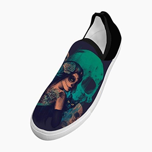 Black Cat with Woman Men's Flyknit Shoes Graphic Lightweight Sneakers for Teens 9 D(M) US