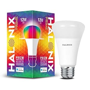 Halonix Wi-Fi Enabled Smart Bulb E27 12-Watt 16 Million Colors + Warm White/Neutral White/White) (Compatible with Amazon…