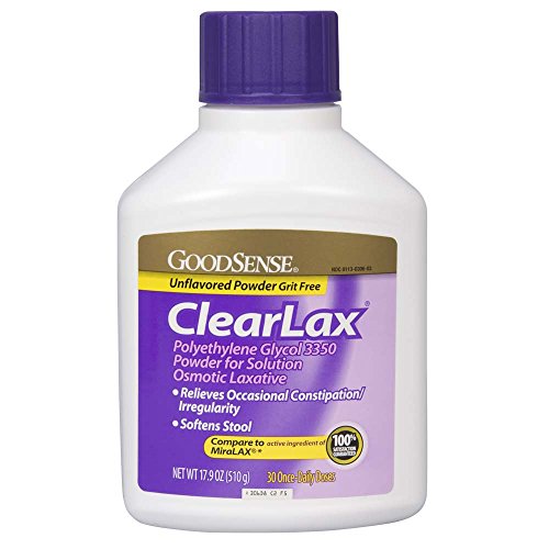 GoodSense ClearLax, Polyethylene Glycol 3350 Powder for Solution, Osmotic Laxative and Stool Softener for Constipation Relief, 17.9 Ounce