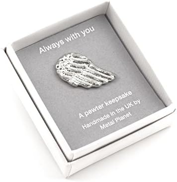 Metal Planet Angel Wing Miniature Keepsake Token presented in a Gift Box with 'Always with You' Printed Message