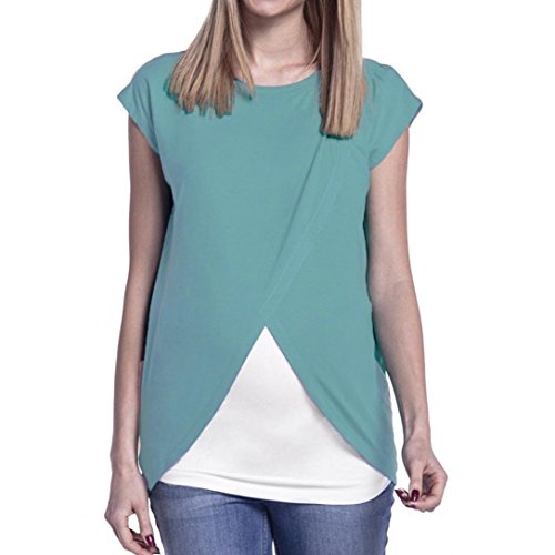 Clearance,Women's Loose Soft Layered Maternity Nursing Tops and Shirt for Breastfeeding (M, Green)