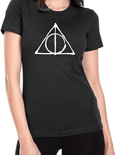 Harry Potter Women's Deathly Hallows Jr. Fit T-Shirt (Small, Black)