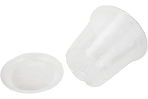 Orchid Pots with Holes and Saucers, 7 Inch Plastic Slotted Plant Pot with Drainage Holes, Transparent Flower Pot for Indoor O