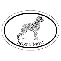 WickedGoodz Vinyl Black Boho Style Boxer Mom Decal - Dog Bumper Sticker - Perfect for Windows,Tumblers, Cups, Laptops, Cars, Trucks