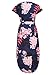 Women's Midi Dresses Side Slit Floral Print Loose Casual Long Dress with Belt BK318