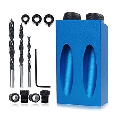 14Pcs Pocket Hole Jig Kit, 15 Degree Woodworking Inclined Hole Jig with 6/8/10mm Drive Adapter for Woodworking Angle Drilling Holes, Angle Carpentry Locator Jig