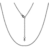 FOCALOOK Womens Chain Necklaces 2MM Cable Necklace, 316L Stainless Steel Silver/Black/14K Gold/Rose Gold Plated, Hypoallergenic Chains for Pendant,14-30"