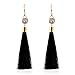 DZT1968® Women Girl Water droplets long Tassels Gorgeous Hoop Earrings Jewelry (Black)