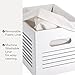 Large Wooden Crate for Storage - Decorative Wood Storage Boxes for Home Books Clothes Toys, This wood crate box / Basket / Bin Organizer is Lined with Machine Washable Soft Linen Fabric - White, Large