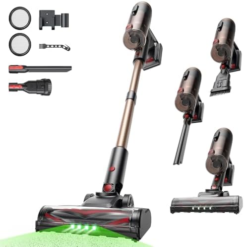 P11 Ultra Staubsauger Kabellos, Leichter Selbststehend, 50 Kpa 50 Min 500W Akku Staubsauger mit Touchscreen Grünes Licht, Anti-Tangle, Akkusauger für Teppich, Hartböden, Auto, Haustierhaare
