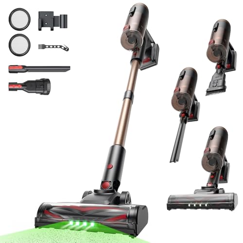 P11 Ultra Staubsauger Kabellos, Leichter Selbststehend, 50 Kpa 50 Min 500W Akku Staubsauger mit Touchscreen Grünes Licht, Anti-Tangle, Akkusauger für Teppich, Hartböden, Auto, Haustierhaare