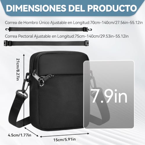 Eshow Anti-theft Crossbody Bag for Men and Women with RFID Blocking,Multifunctional Small Crossbody Waist Bag for Travel Sport Daily Use, Black/White, Casual | Riñonera Cruzada, 3 en 1 Multifuncional, Pequeña, para Viaje Deporte Uso Diario