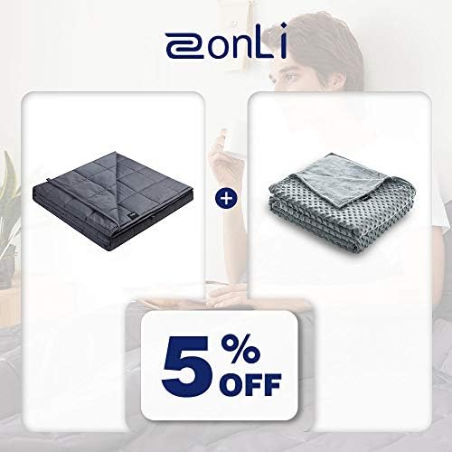 Zonli Bundle Weighted Blanket （41″x60″, 7lbs 100% Cotton, Grey with