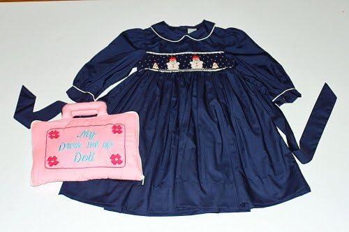 Dress cloth toys smocking dress fabric of the dress-up bag navy blue snowman 3T / My dress up Doll dress up gift set