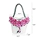 Women Shoulder Bag Handbag Tote Purse PU Leather Crossbody Flower with Weave Handle Bags White By Celsino (Black)