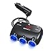 MEIDI 120W 3-Socket Cigarette Car Lighter Power Adapter DC Outlet Splitter with 12V/24V Dual USB Car Charger for Smartphones - Black …