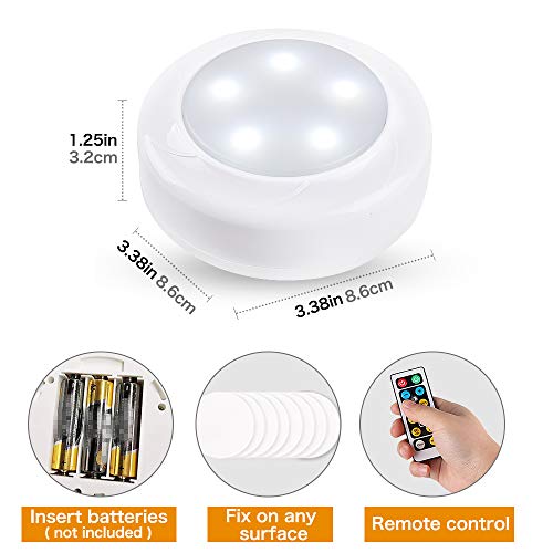 Eicaus Wireless Under Cabinet Lighting 8 Pack, Led Puck Lights with Remote Control for Counter Kitchen Closet, Battery Powered, Auto Off Timer, Tap On/Off, Stick on Anywhere