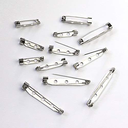 Bar Pins Brooch Clasp Pin Backs Safety Pin 120 Pieces Silver for Name Tags, Badges (4 Sizes 20mm 25mm 32mm 38mm)