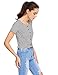 Verdusa Women's Short Sleeve Button-Up Fitted Casual Striped Crop T-Shirt Top Black White S