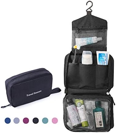 Feeker Travel Hanging Toiletry Bag, Waterproof Portable Dopp Kit, Makeup Cosmetic Organizer Bathroom Shaving Case for Men/Women (Black)
