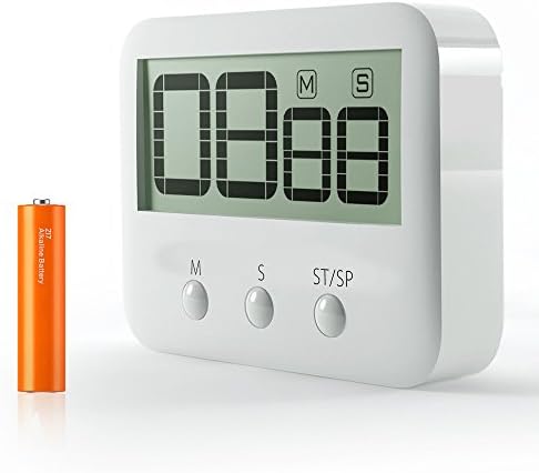 Tobnbo KT-08 Digital Kitchen Timer, Loud Alarm, Large LCD Display, Magnetic Backing and Retractable Stand (1 Pack, White, Battery Included)