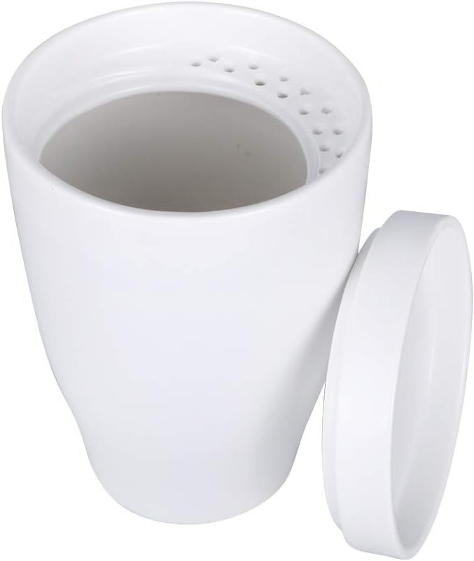 Sunddo Tea Cup White Ceramic Tea Mug with Infuser Single Brewing Coffee Loose Tea Cups with Lid Gifts for Women Men Mom Dad Tea Lovers 14 OZ