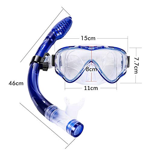 image for UPhitnis Kids Seaview Snorkel Set - Dry Top Snorkel Mask with Big Eyes