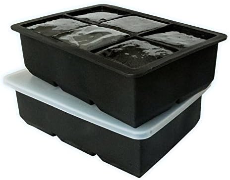 thirtytwoCHILL Large Ice Cube Tray with Lid (Set of 2) - Giant 2 inch Cube Silicone Mold - Keep Whiskey and Cocktails Colder