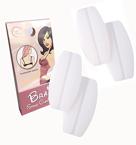 SUREMATE Silicone Bra Strap Cushions Soft Holder Non-slip Shoulder Protectors Pads 2 Pairs … (White) - Thumbnail 2