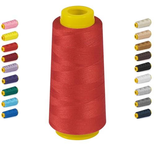Stiverse Big Red Thread for Sewing, 1800 Yards Serger Thread Cones, All Purpose Polyester Thread 40s/2 for Serger&Overlock, Quilting, Piecing, Sewing Machine