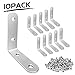 LuckIn Corner Brackets 2 Inch, 10-Pack L Brackets for Shelves, Wood, Furniture, 304 Stainless Steel Corner Brace with Screws