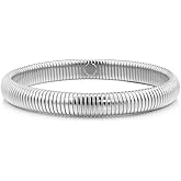 A Golden Cloud Gold Bangle Bracelets For Women Non Tarnish 14k Gold Plated Stackable Chunky Gold Bracelet Set Stretch Trendy Elastic Snake Chain Bracelet