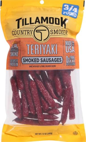 TILLAMOOK COUNTRY SMOKER REAL HARDWOOD SMOKED SAUSAGES, TERIYAKI, 12 OUNCE