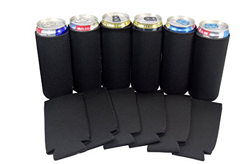 image for Neoprene Slim Can Sleeves -12 Blank Black Ultra Slim Can Cooler Sleeve