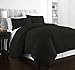 Beckham Hotel Collection Luxury Soft Brushed 2100 Series Microfiber Duvet Cover Set - Hypoallergenic - Full/Queen - Black
