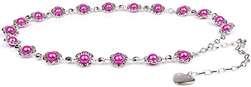 Wild flower Pearl waist chain metal belt women's dresses Accessories crony-A One Size