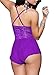 ALLureLove Sexy Lingerie Open Crotch Leotard Teddy Nightwear Lace Miniskirt Babydoll (Purple,XXXL)