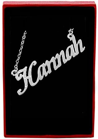 Name Necklaces Hannah - Personalized Necklace White Gold Plated 18K, Belcher Chain, 2mm Thick