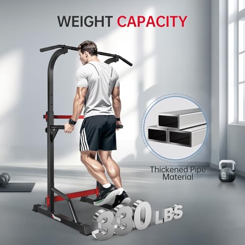 PASYOU Power Tower Pull Up Bar Stand Adjust Workout Dip Station for Home Gym Strength Training Equipment