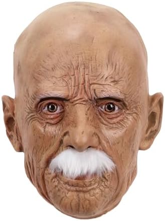 Máscara Realista De Anciano Con Pelo Y Barba Blancos – Disfraz De Persona Mayor Para Halloween, Teatro, Fiestas De Máscaras Y Reuniones Familiares – Accesorio De Látex Cómodo Y Transpirable