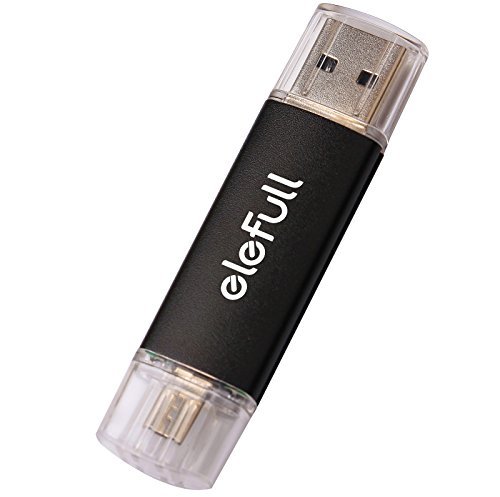 Elefull Super OTG/ Micro USB Flash Drive 16GB 2.0 2 In 1For Android Smart Mobile Phone Tablet Computer TV DVD Car Player (16GB Black)