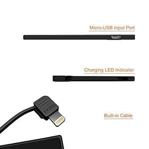 TNTOR - Power Bank Portatile da 2500 mAh, 4 mm, più Sottile e Leggera, Integrata con Cavo per iPhone, Portafoglio e… - immagine 4