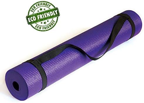 PrimeTrendz Eco Friendly Comfort Non-Slip Workout Yoga Mat with Carrying Strap for Exercise Yoga, Pilates, Gymnastics for Home Gym